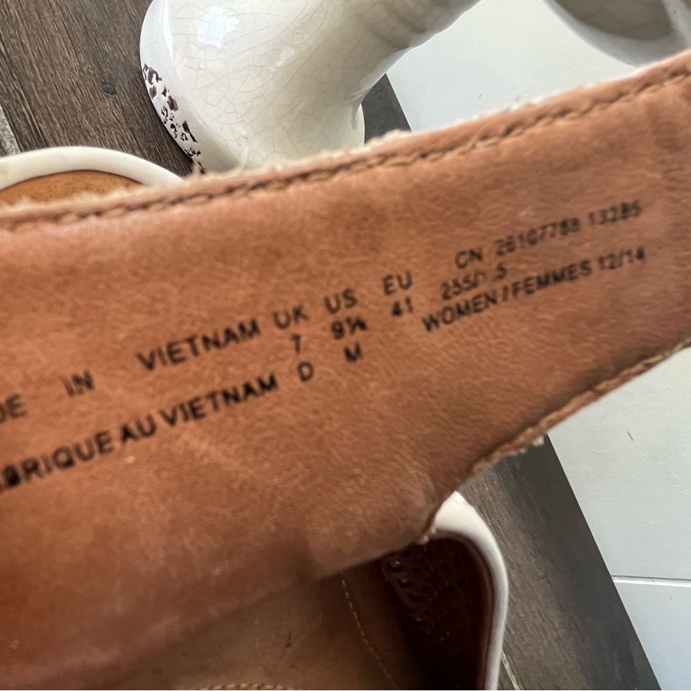 Clarks Clarene Prima Leather Wedge White Sandals Size 9.5 - Picture 3 of 15